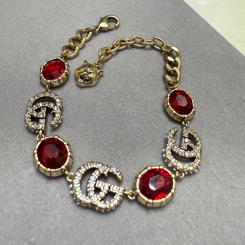 Elegant Gold and Red GG Bracelet
